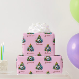 Papel de regalo de fútbol Navidad Nombre personali