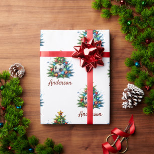 Papel de Regalo de Fútbol Navidad Nombre Personali