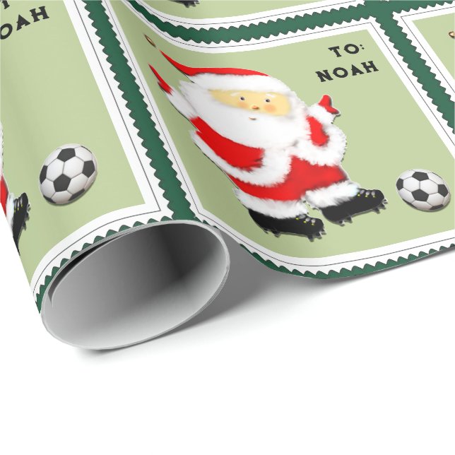 Papel de regalo de fútbol para el primer Navidad d (Esquina del rollo)