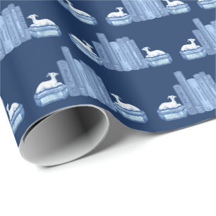 Papel de regalo de galgos y libros de Staffordshir