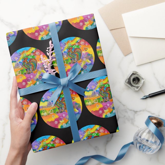 Papel de regalo de gallo enamorado (Regalar)