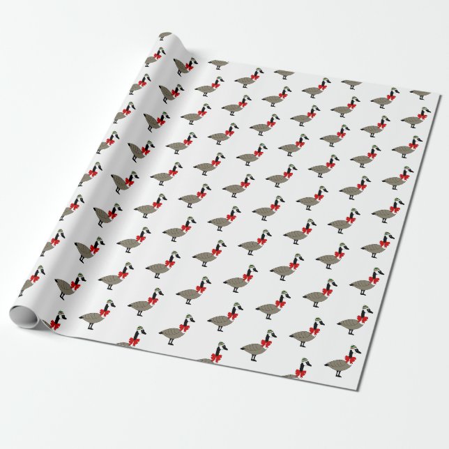 Papel de regalo de gansos canadienses de Navidad (Desenrollado)