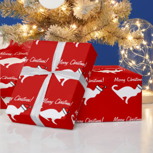 Papel de regalo de gato de Navidad gatito blanco