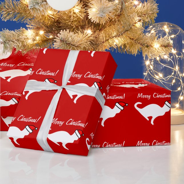 Papel de regalo de gato de Navidad | gatito blanco (Vacaciones)