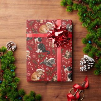 Papel de regalo de gato de Navidad, regalo para am