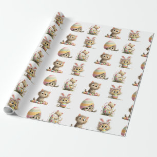 Papel de regalo de gato de Pascua lindo