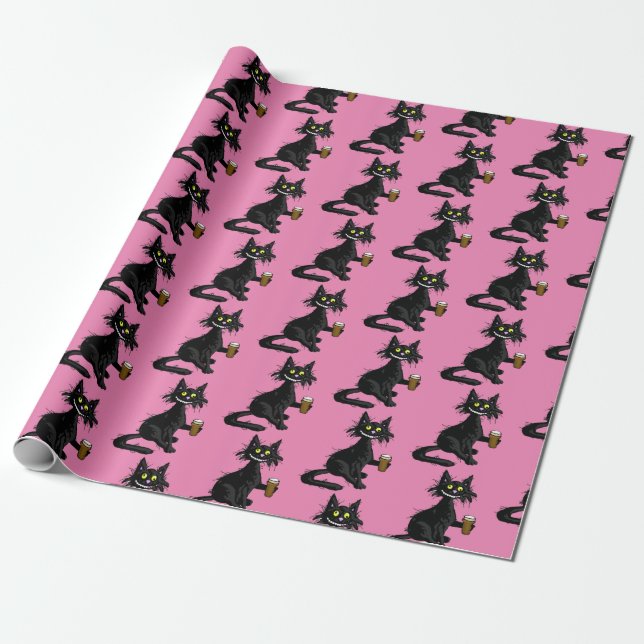 Papel de regalo de gato divertido (Desenrollado)