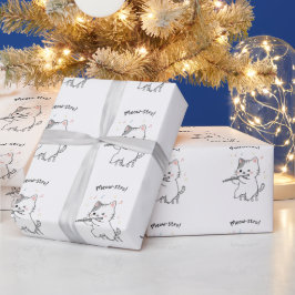 Papel de regalo de gato divertido tocando la flaut