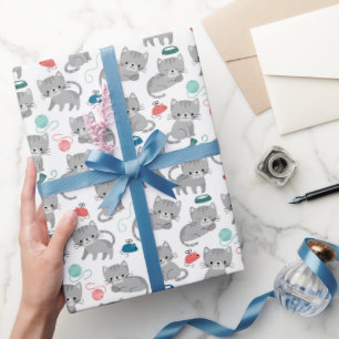 Papel de regalo de gato, envoltorio de regalo de g