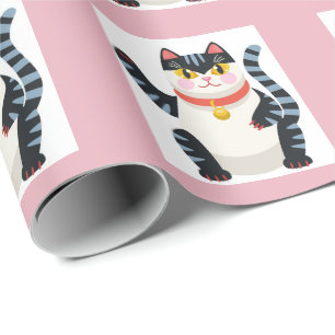 Papel de regalo de gato estético japonés Kawaii li
