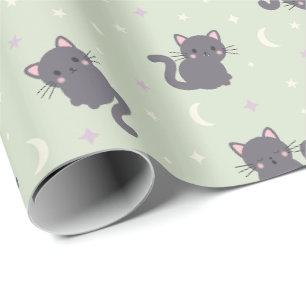 Papel de regalo de gato gris lindo Salvia