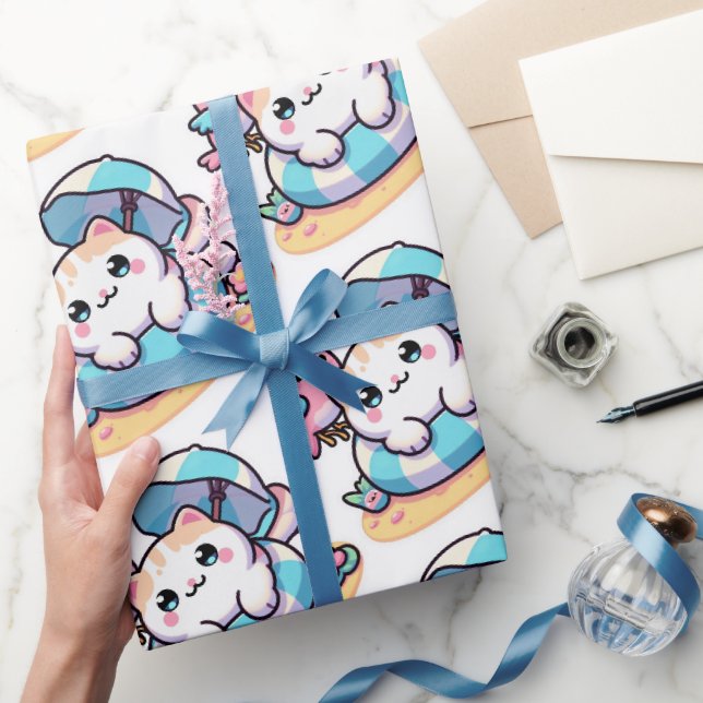 papel de regalo de gato kawaii lindo (Regalar)