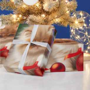 Papel de regalo de gato persa navideño lindo