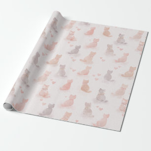 Papel de regalo de gatos al acuarela pastel