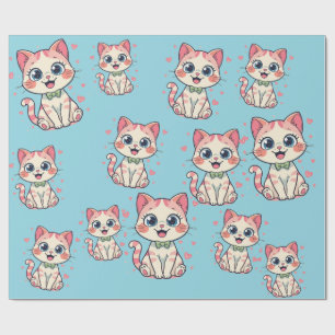 Papel de regalo de gatos de dibujos animados lindo