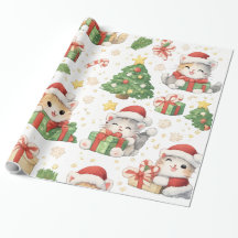 Papel de regalo de gatos de Navidad lindos