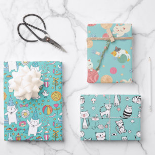 Papel de regalo de gatos fiesteros