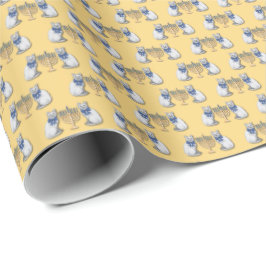 Papel de regalo de gatos y menorás