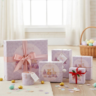 Papel de regalo de gingham de lavanda