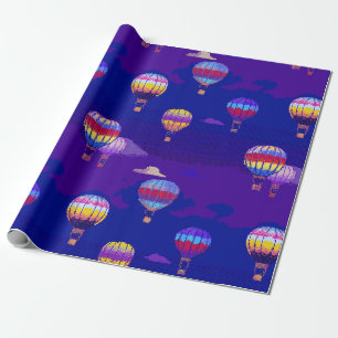 Papel de regalo de globo aerostático de Pixel Art