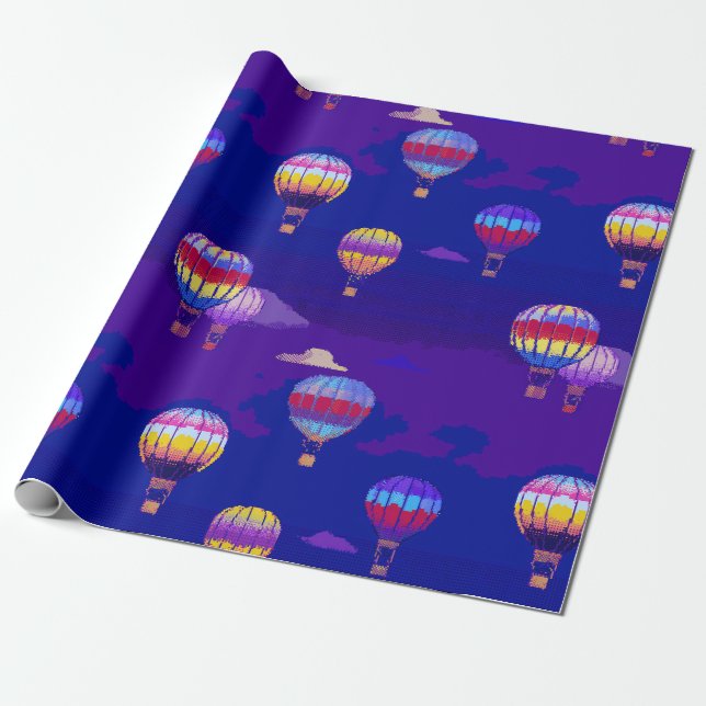 Papel de regalo de globo aerostático de Pixel Art (Desenrollado)
