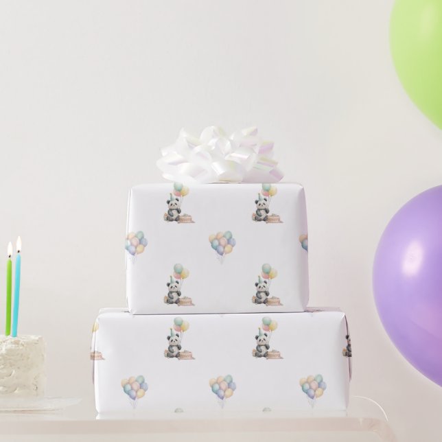 Papel de regalo de globo animal Panda adorable (Regalos de fiesta)