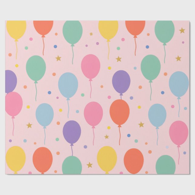 Papel de regalo de globos de cumpleaños (Superficie plana)