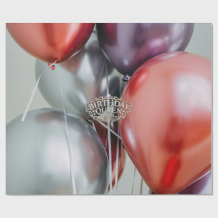 Papel de regalo de globos de reina de cumpleaños