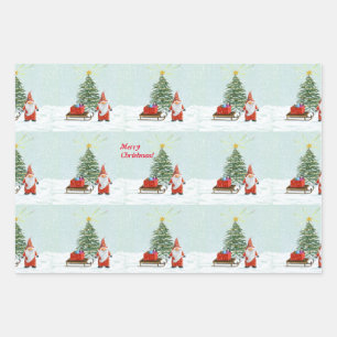 Papel de Regalo de Gnomo de Navidad Mágico Set