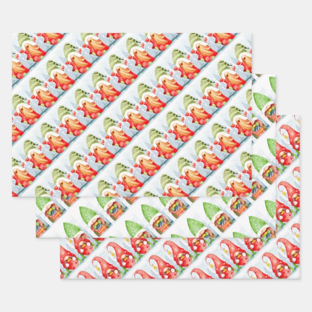 Papel de regalo de Gnomos de Navidad (Set)
