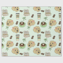 Papel de regalo de Goldendoodle Coffee & Books