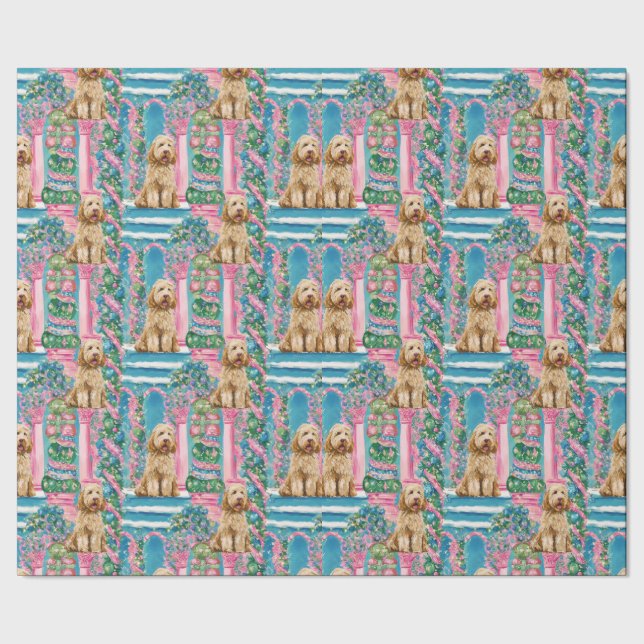 Papel de regalo de Goldendoodle con viñeta de Navi (Costura)