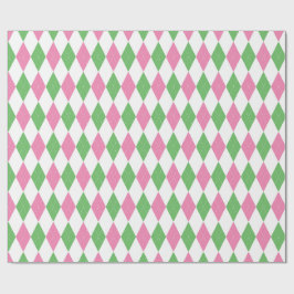 Papel de regalo de golf chic rosa verde argyle