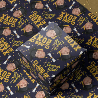 Papel de regalo de gorra de graduación con foto di