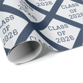 Papel de Regalo de Graduación Azul Marino y Gris |