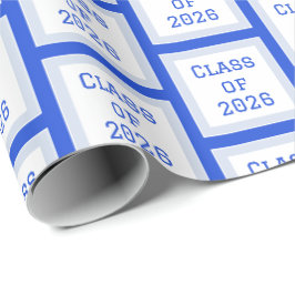 Papel de Regalo de Graduación Azul y Blanco 2026