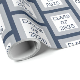 Papel de Regalo de Graduación Azul y Gris | 2026