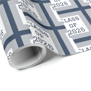 Papel de Regalo de Graduación Azul y Gris   2026
