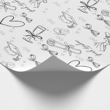 Papel de regalo de graduación con arte de línea mi