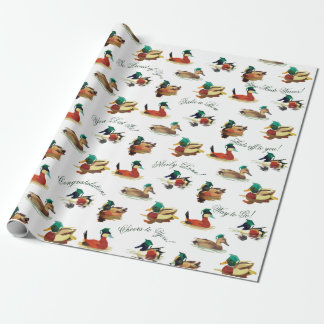 Papel de regalo de graduación con patos con gorras