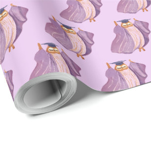 Papel de regalo de graduación de búho púrpura