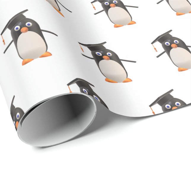 Papel de regalo de graduación de pingüino lindo (Esquina del rollo)