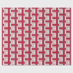 Papel de Regalo de Graduación Rojo Blanco y Gris 2