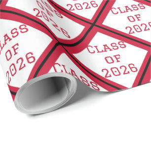 Papel de Regalo de Graduación Rojo y Blanco 2026