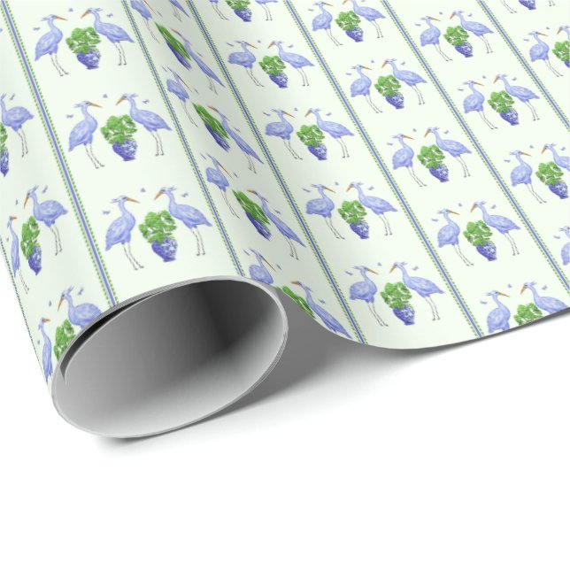 Papel de regalo de grulla con chinoiserie (Esquina del rollo)
