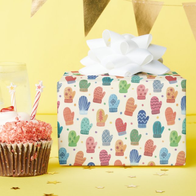 Papel de regalo de guantes de invierno acogedores (Fiesta de cumpleaños )