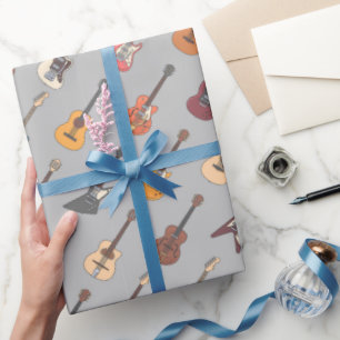 Papel de regalo de guitarra, papel de regalo de mú