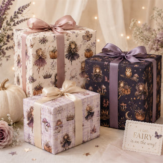 Papel de regalo de hada de Halloween lindo para ni