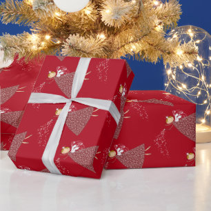 Papel de regalo de hadas del navidad del copo de