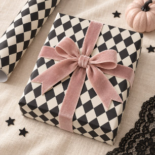 Papel de regalo de Halloween Arlequín Marfil Negro